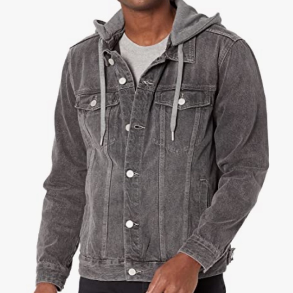 BLANKNYC Mens Grey Hooded Denim Jacket Size M